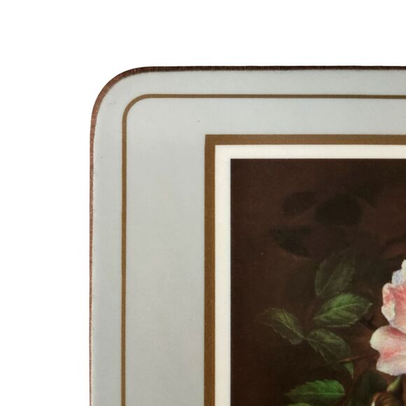 Vintage Set of 6 English Life Cork Back Placemats Classical Rose Grey 12" x 9" - Picture 4 of 5